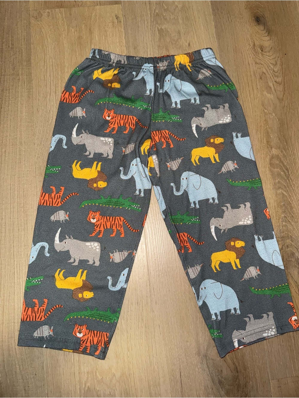 Kids Grey Animal Print Pajama Pants - Blue, Orange, Yellow, Green